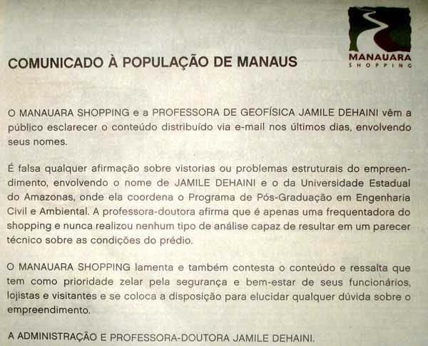 Comunicado à População de Manaus