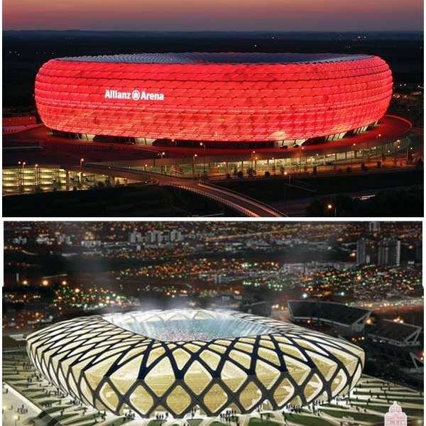 Allianz Arena em Munique - ALE e Arena da Amazônia em Manaus - BRA
