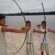 Local que os pequenos arqueiros indígenas treinam às margens da boca do Rio Cuieiras