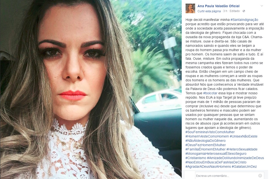 Ana Paula Valadao causa polemica ao criticar novo comercial da C&A