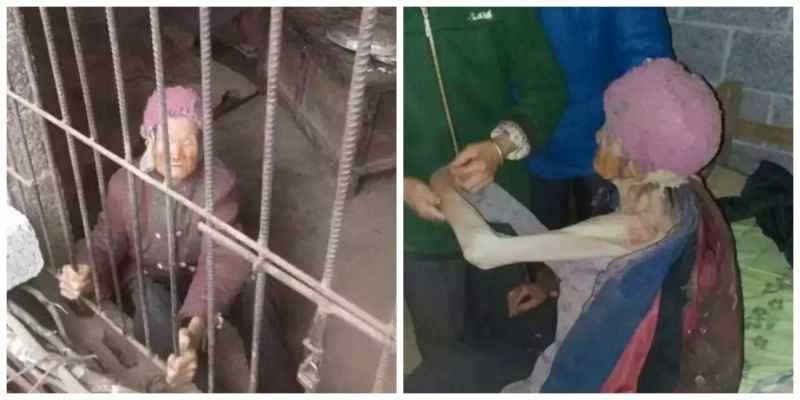 Idosa de 92 anos é encontrada presa em jaula pelo próprio filho / Divulgação