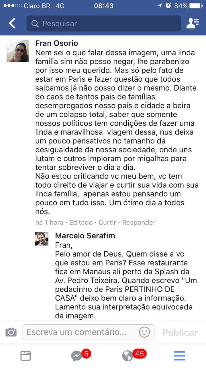 Publicação de Marcelo Serafim / Reprodução Facebook