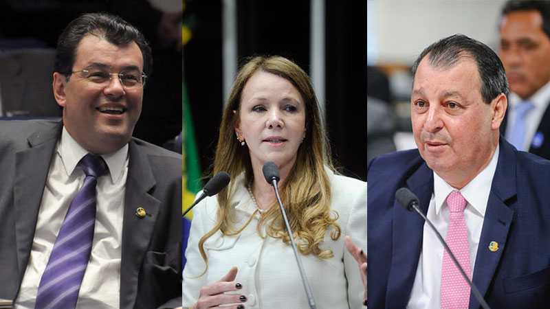 Os senadores Eduardo Braga e Omar Aziz votam a favor de Aécio ; Vanessa, se ausenta  /  Divulgação