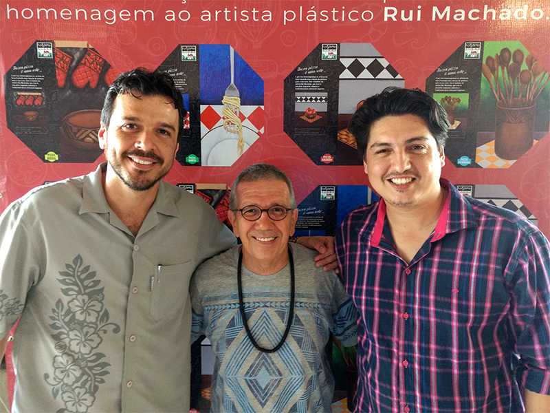 Secretário de Cultura Denilson Novo, artista Rui Machado e o idealizador do No Amazonas é Assim - Marcus Pessoa.