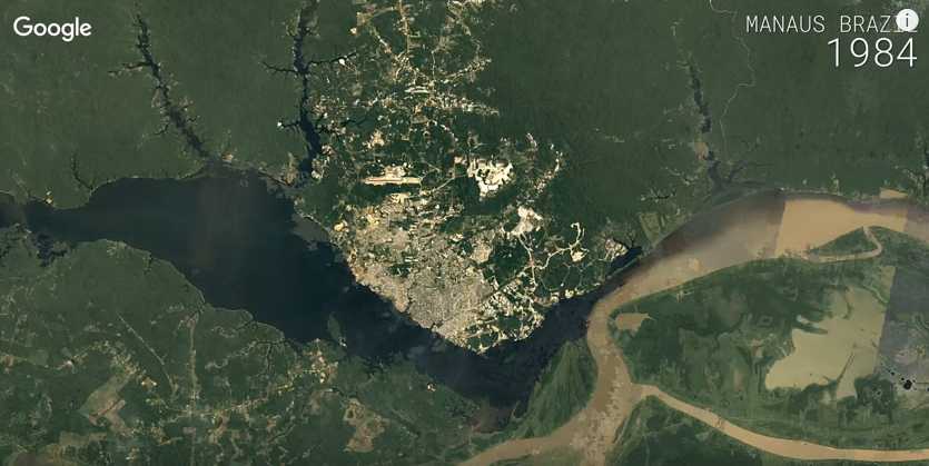 Vista aérea de Manaus em 1984 / Reprodução Youtube