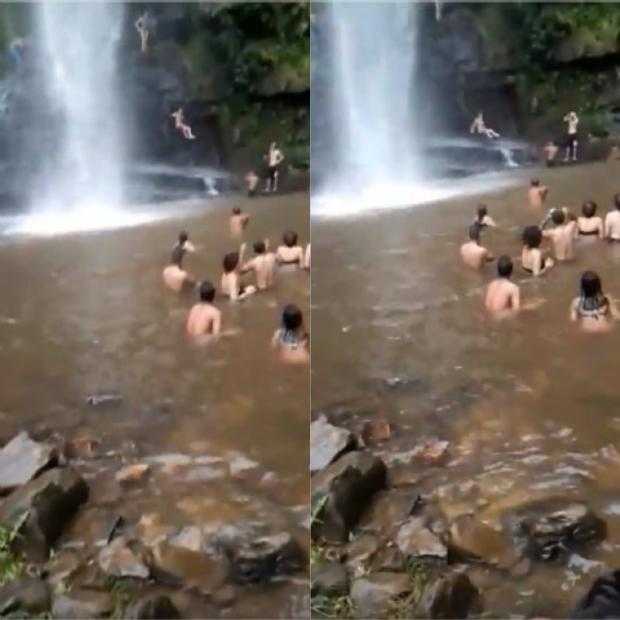 Garota despenca de cachoeira e bate com costas e cabeça em pedra; vídeo / Foto: Reprodução Youtube