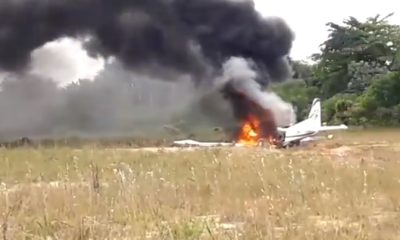Vídeo registra momentos após queda de avião em Manaus