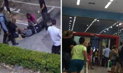Vídeo: Arrastão em shopping causa pânico e deixa segurança baleado, na Zona Centro-Sul