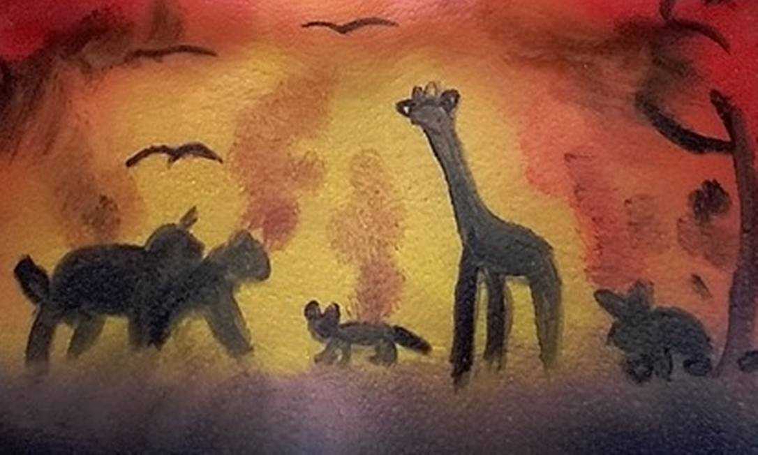 Girafa em pintura no corpo deu início à polêmica Foto: Reprodução