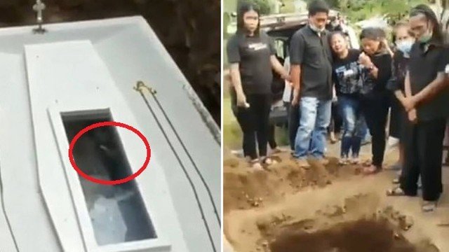 Vídeo: Morto "dá tchau" dentro caixão em enterro durante quarentena