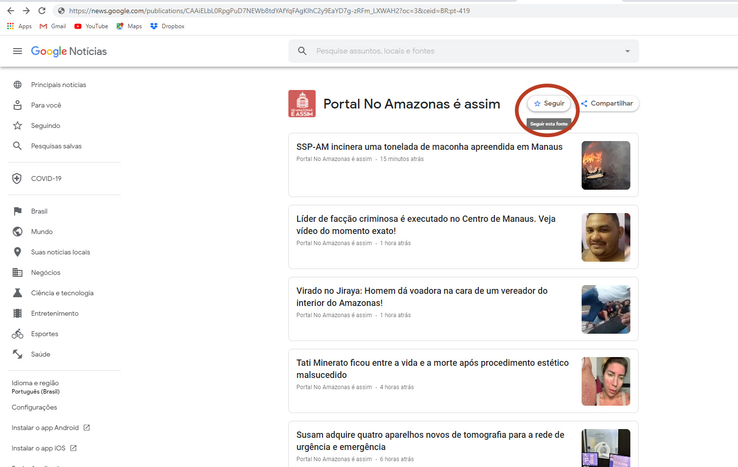 Assine o portal No Amazonas é Assim no Google News!