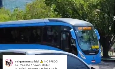 Ônibus "zerado" entra em pane mecânica em Manaus