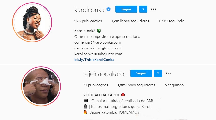 Karol Conká é a participante mais odiada do BBB21 e perfil de rejeição supera o perfil oficial da cantora