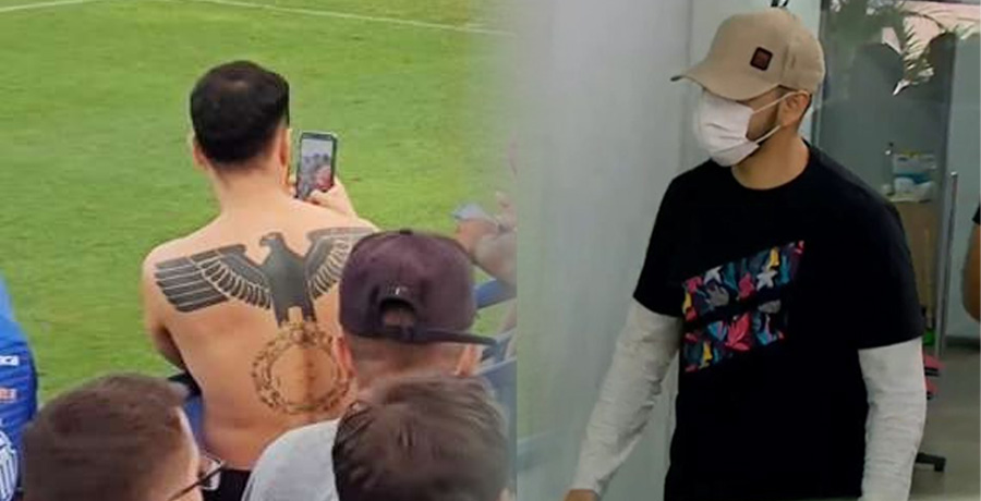 Torcedor amazonense ostenta tatuagem maceta de símbolo nazista durante partida em estádio