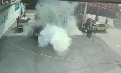 Vídeo flagra explosão de carro em posto de combustíveis