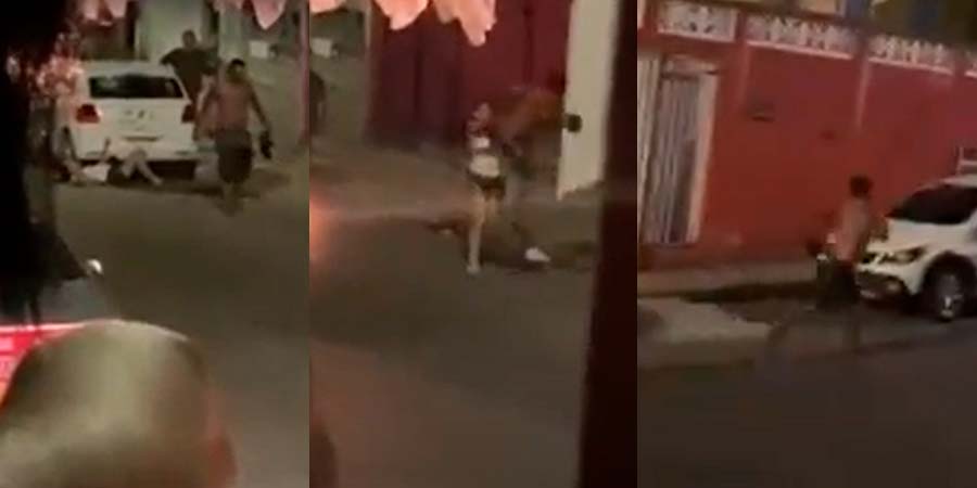 Vídeo : Covarde agride mulher com voadora no pescoço no bairro Alvorada e foge correndo!
