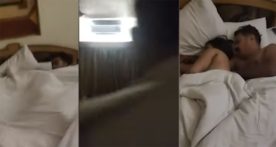 Vídeo : Marido é flagrado dormindo com a amante em motel. Mulher leva toda a família para ver a cena!