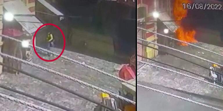 Vídeo : Câmera flagra momento em que incendiário chega no Mercado Municipal Adolpho Lisboa