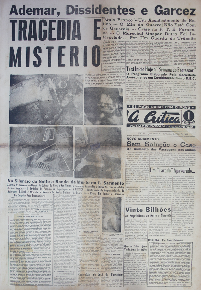  A Crítica, 08 de outubro de 1953. Foto: Reprodução / Durango Duarte