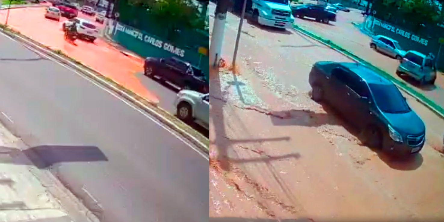 Vídeo : Confira o exato momento do rompimento da adutora na Av São Jorge que causou um rio de lama!