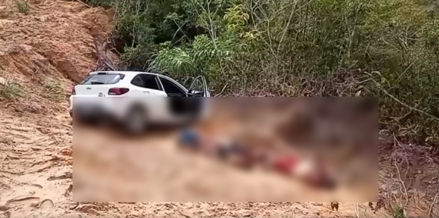 Vídeo +18: Dois homens e duas mulheres tiveram os corpos metralhados e abandonados em ramal!