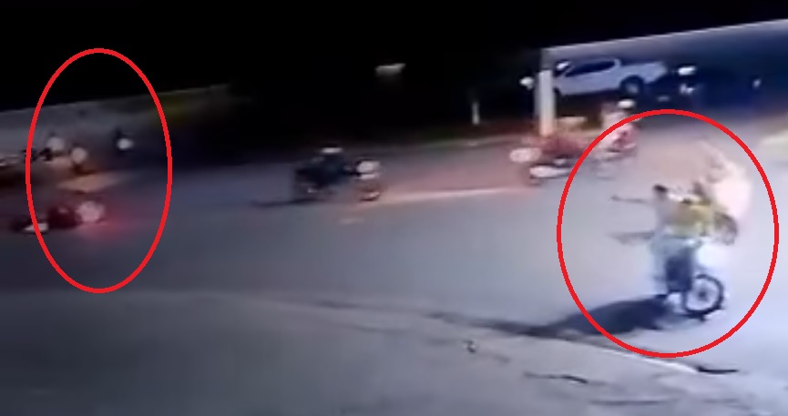 Vídeo: Câmeras de segurança flagram motoqueiros atirando em motoqueiros em Coari 
