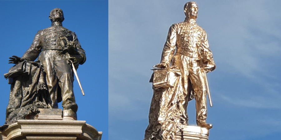 Monumento histórico de Tenreiro Aranha antes e depois 
