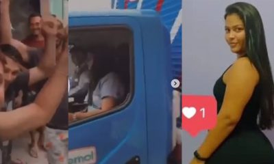 Vídeo : Caminhão da Bemol chega para descarregar compra e a galera agita : "Íris, íris, írs" em alusão à Íris da bemol