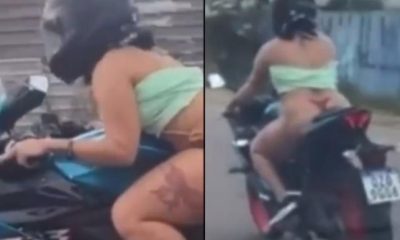 Vídeo : Gostosa empina a raba de moto em Manaus só de fio dental