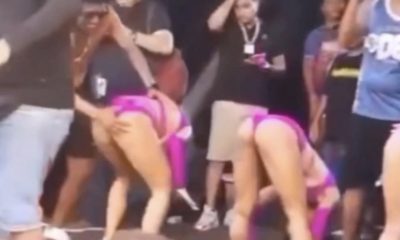 Vídeo : Homem sobe no palco durante o show do Mc Tróia e bate na bunda das dançarinas,