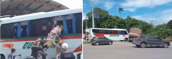 Vídeo : Ônibus da Eucatur acerta em cheio carreta na Barreira antes de entrar em Manaus!