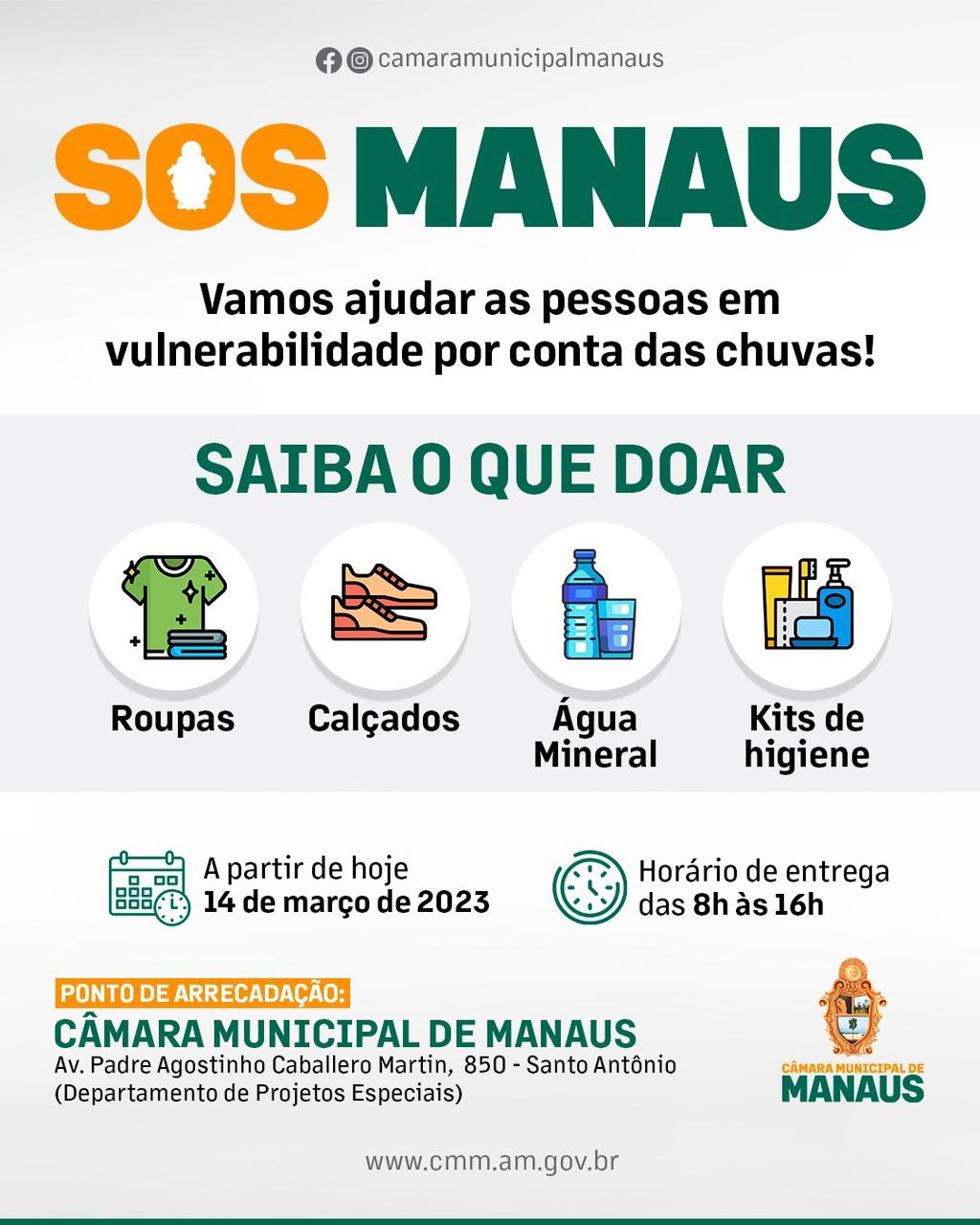 Pres. da CMM Caio André anuncia campanha para arrecadar doações para vítimas das chuvas em Manaus