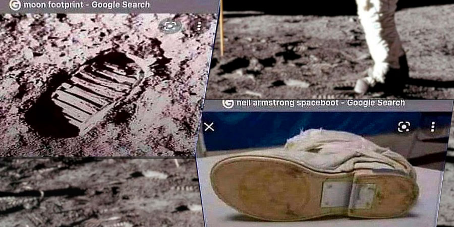 Teoria da conspiração sobre a bota do astronauta que foi à lua