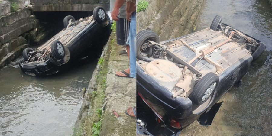 Vídeo mostra momento que carro cai em igarapé após colisão em Manaus
