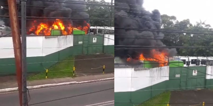 Vídeos: Incêndio atinge garagem de Via Verde em Manaus