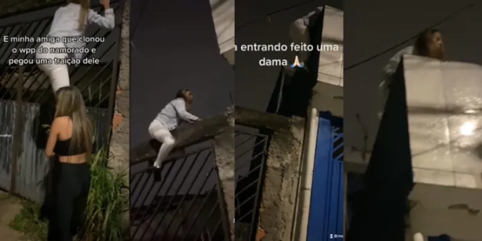 Vídeo: Mulher clona o Whatsapp do namorado, pula muro do prédio e pega ele no vuco-vuco com a amante!