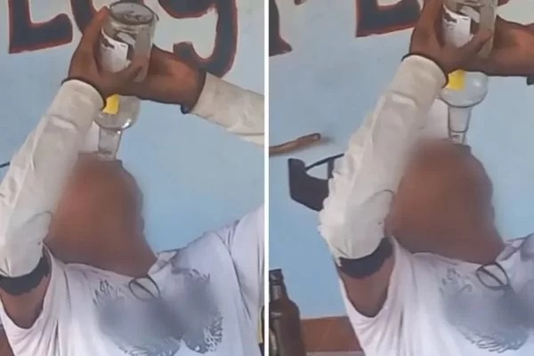 Vídeo: Homem m0rre após tomar 1 litro de pinga durante aposta
