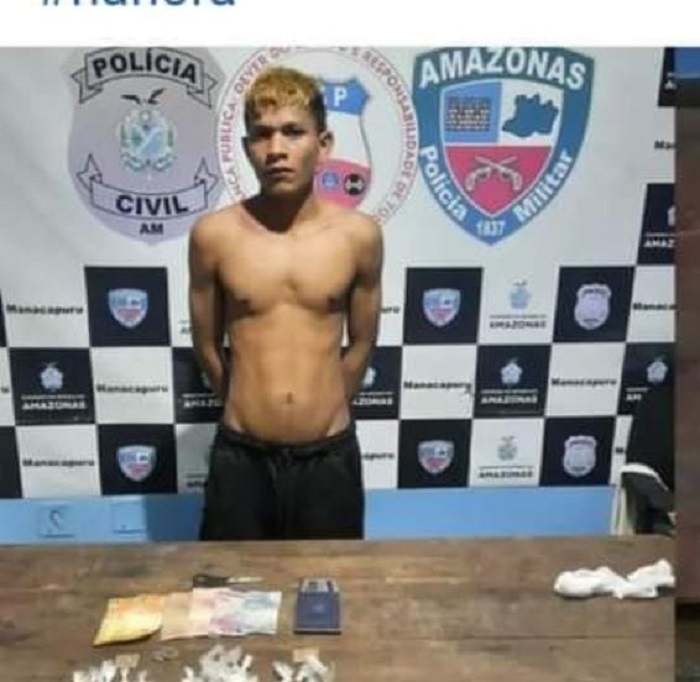 Agressor da criança já esteve preso algum tempo atrás na DIP de Manacapuru com porções de drogas, dinheiro e balança de precisão / Foto : Divulgação