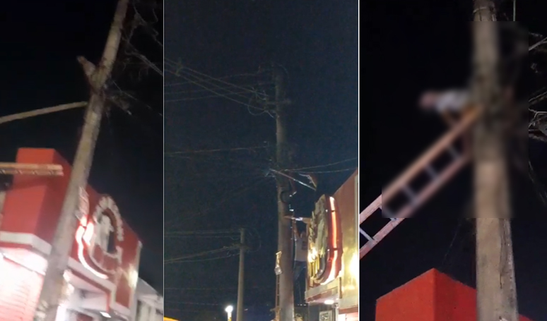 Vídeo +18: Homem fica grudado em poste após receber descarga elétrica no Viver Melhor