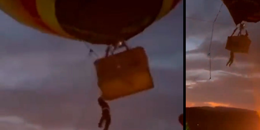 Vídeo : Jovem despenca de cesto de Balão após vento mudar!