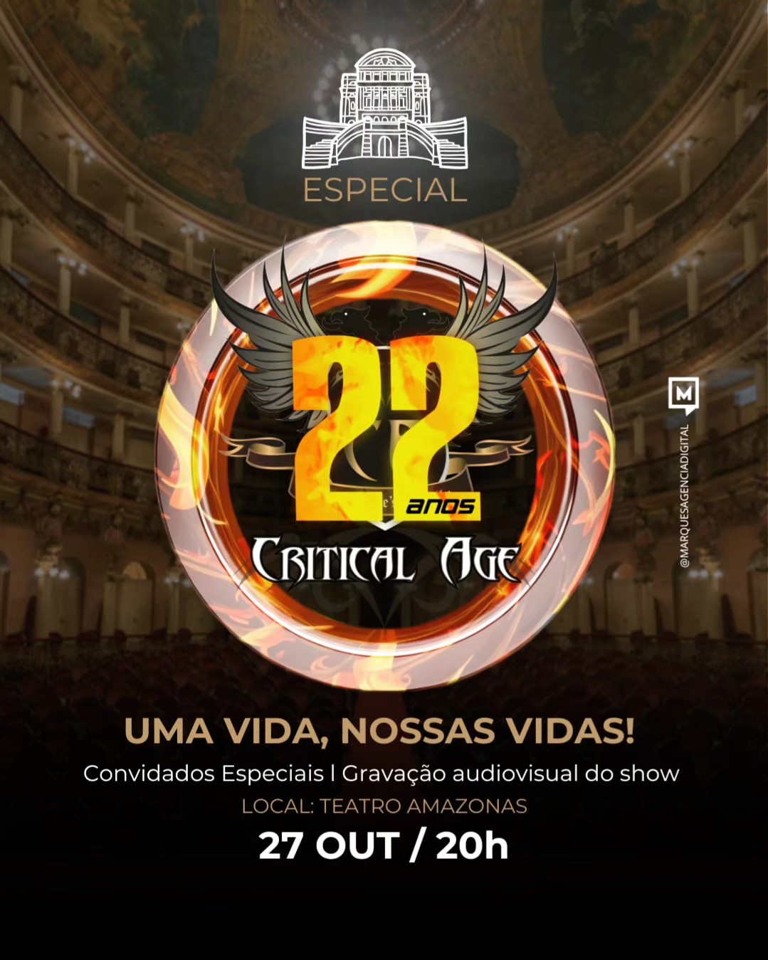 Critical Age orá comemorar 22 anos com show épico no Teatro Amazonas! Confira tudo!