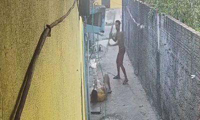 Vídeo +18: Homem é flagrado batendo 17 vezes com golpe de perna-manca em mulher em beco em Manaus