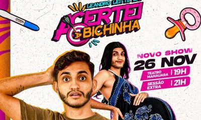 Neste Domingo (27) Leandro Leitte fará seu novo show de Stand Up Comedy "Acertei a Bichinha" no Teatro Manauara