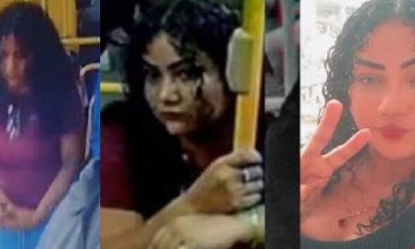 Momento que a assaltante começa a roubar os celulares dos passageiros