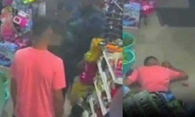 Vídeo +18 : Câmera flagra momento em que segurança atira contra o namorado da ex dentro de uma mercearia
