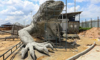 Cenários da segunda etapa do parque Amazonino Mendes ganham animais gigantes construídos pela prefeitura / Foto : Divulgação