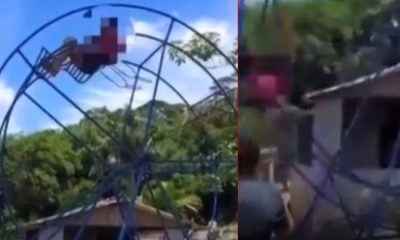 Vídeo mostra mulher de 49 anos caindo de roda gigante manual e rompendo o fígado