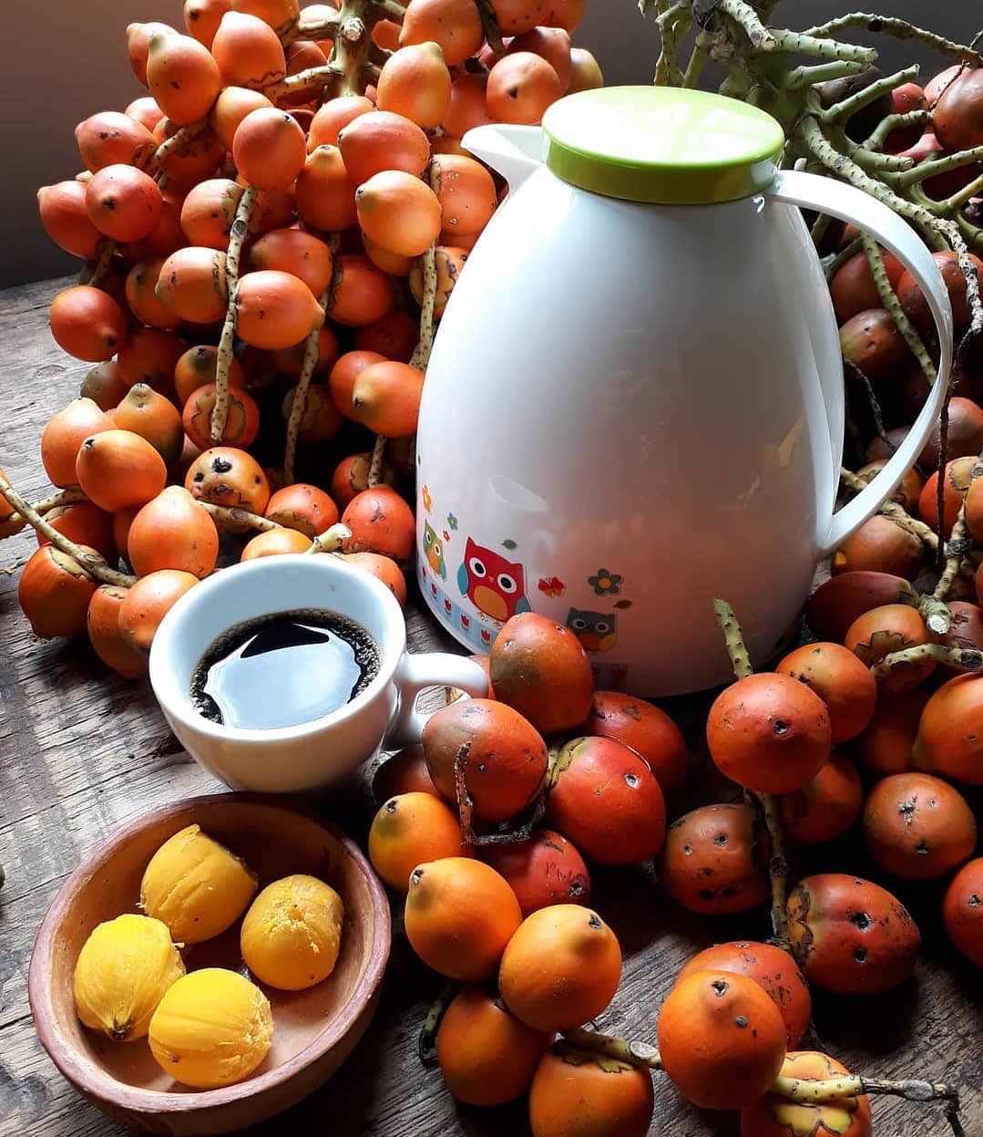 Pupunha cozida acompanhada de café preto / Foto : Divulgação