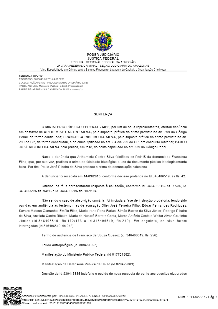 Confira abaixo a integra da sentença: