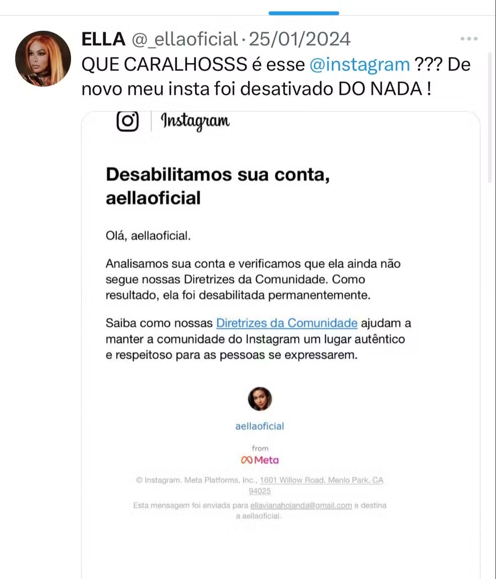 Cantora Ella, ex-Jotta A, processa Instagram por transfobia / Foto : Reprodução Twitter